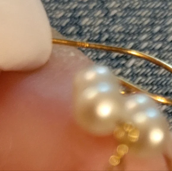 14KT YELLOW GOLD CULTURED PEARLS EARRINGS - Picture 5 of 5